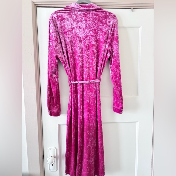 G by Giuliana black label velvet shirt dress raspberry crushed velvet Large - Picture 3 of 3